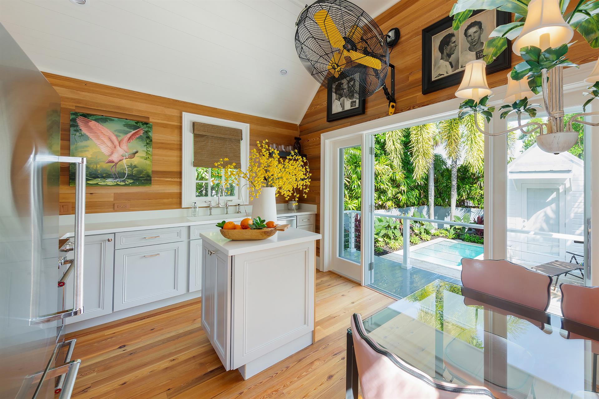 A quick stroll from the kitchen to the backyard.