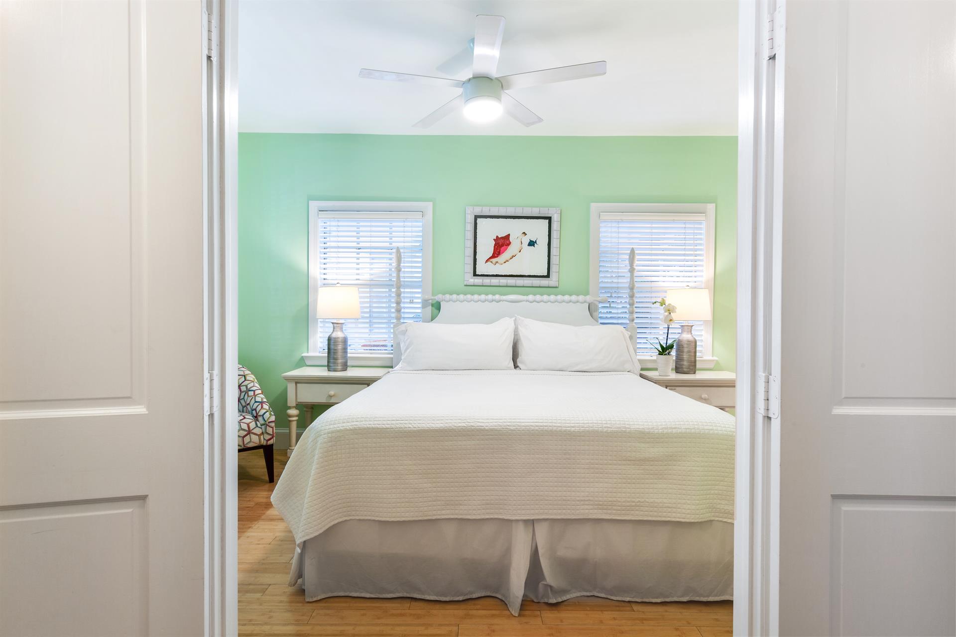 Spacious king bedroom with ensuite bath