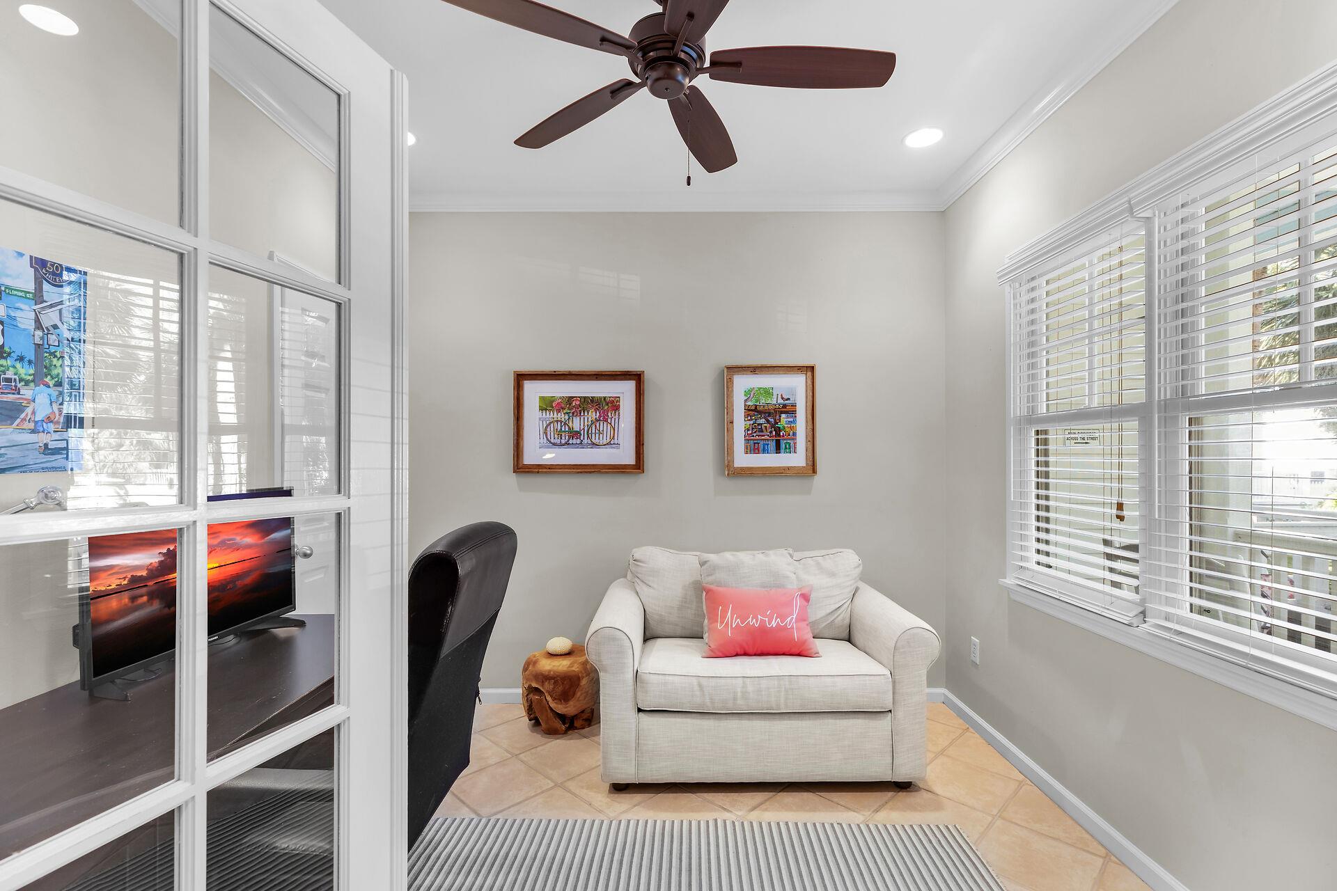Great bright space with desk and oversized chair
