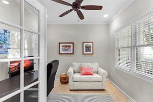 Great bright space with desk and oversized chair