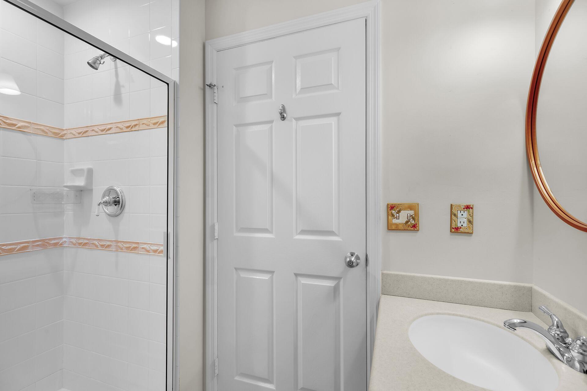 Full bath with walk in shower on first floor