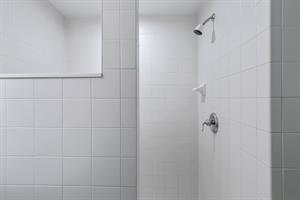 Tiled walkin shower will be a delight after a day in the sun