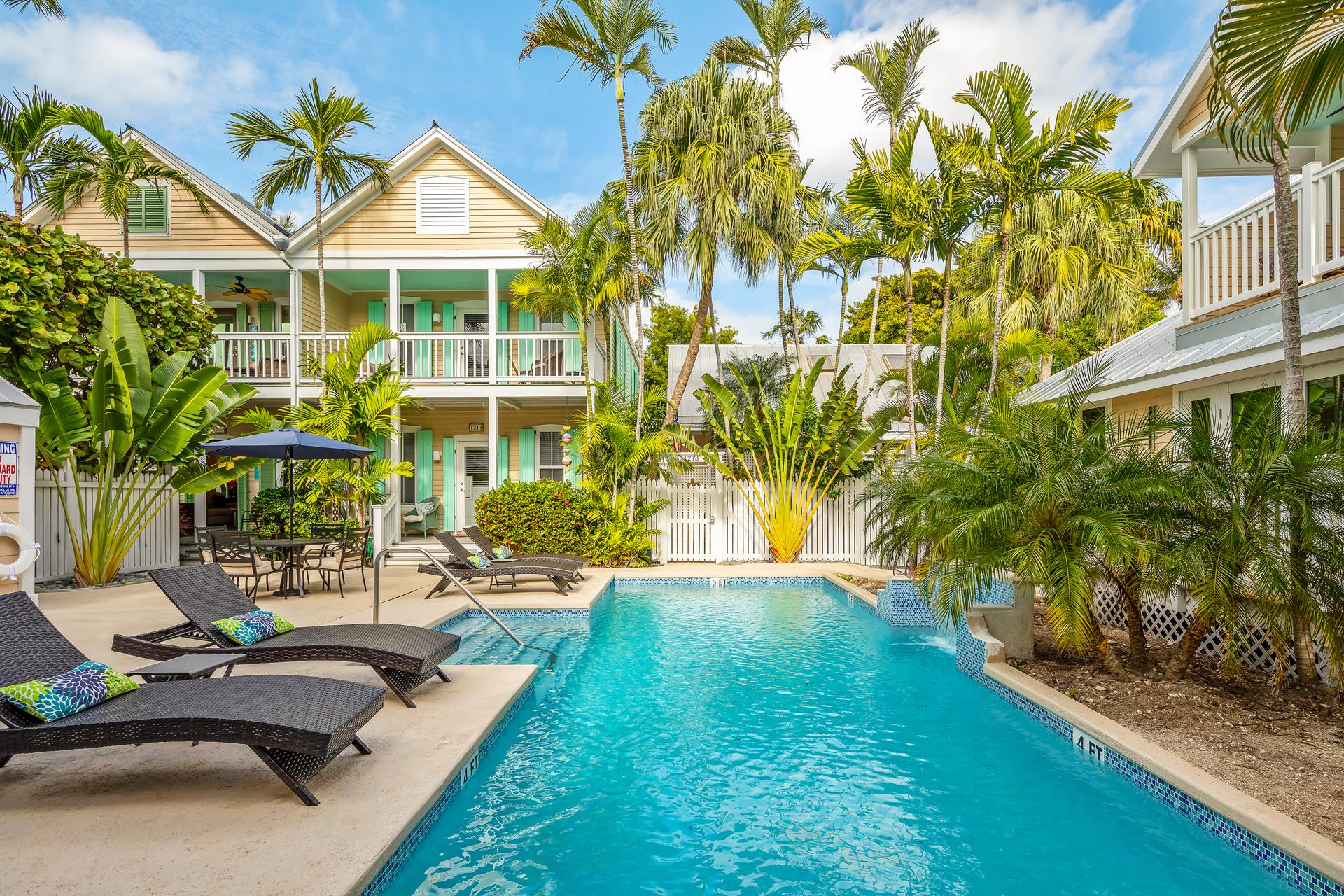 Secure gated complex with shared pool.