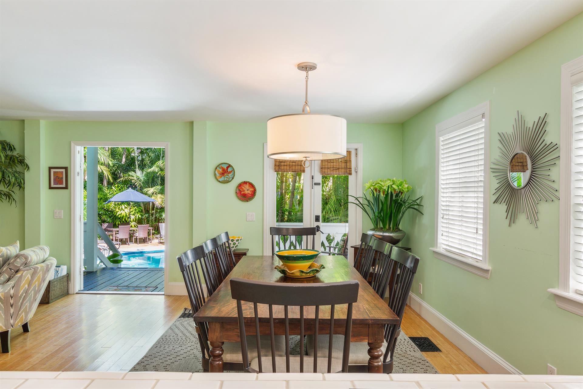 Gorgeous dining table with seating for 8.