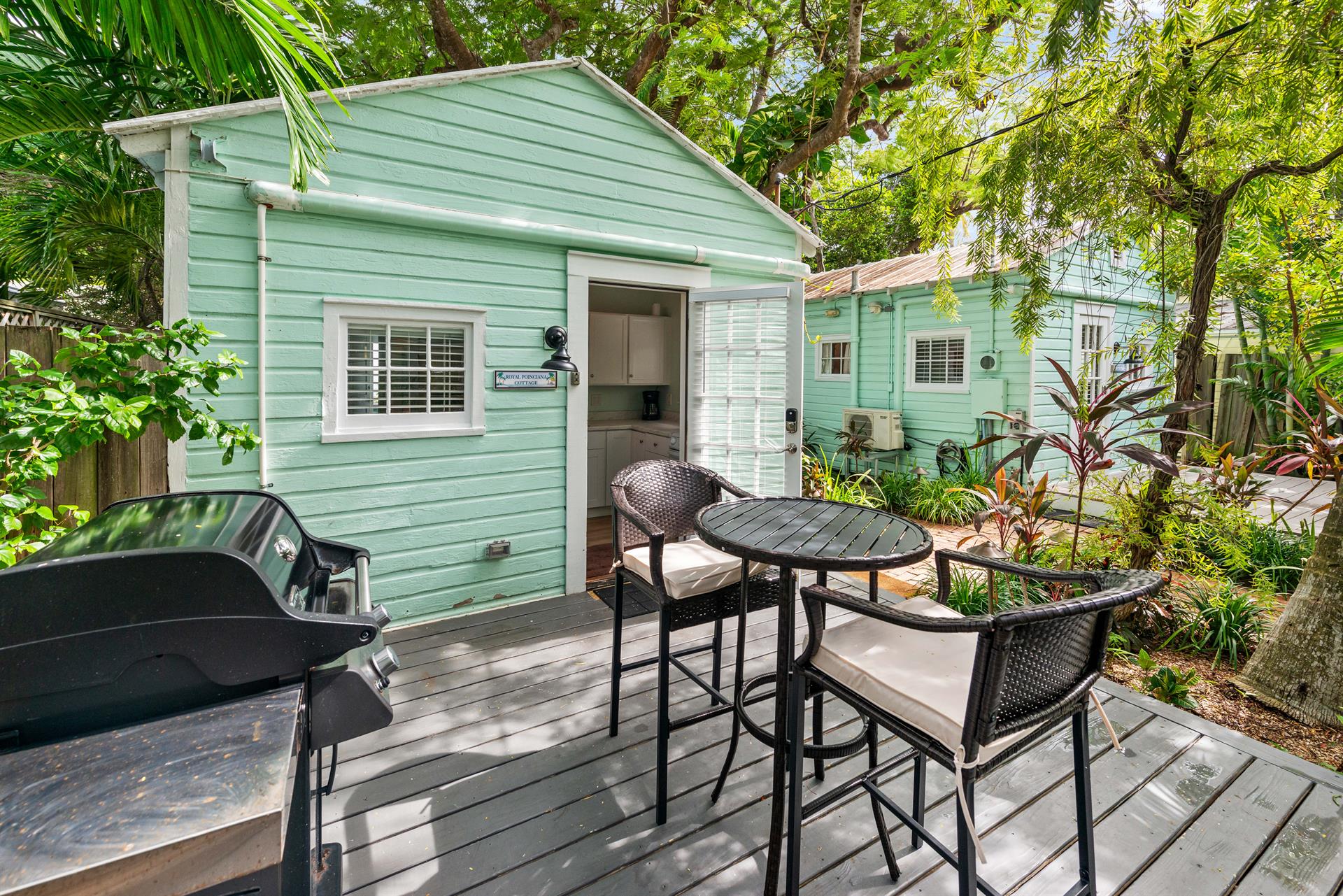 Cozy deck with grill and bistro set