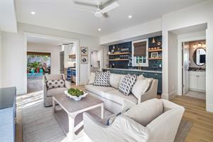 Wet bar, plenty of seating, and  full bath in the living area.