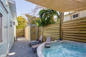 Enjoy relaxing in this private hot tub on the deck