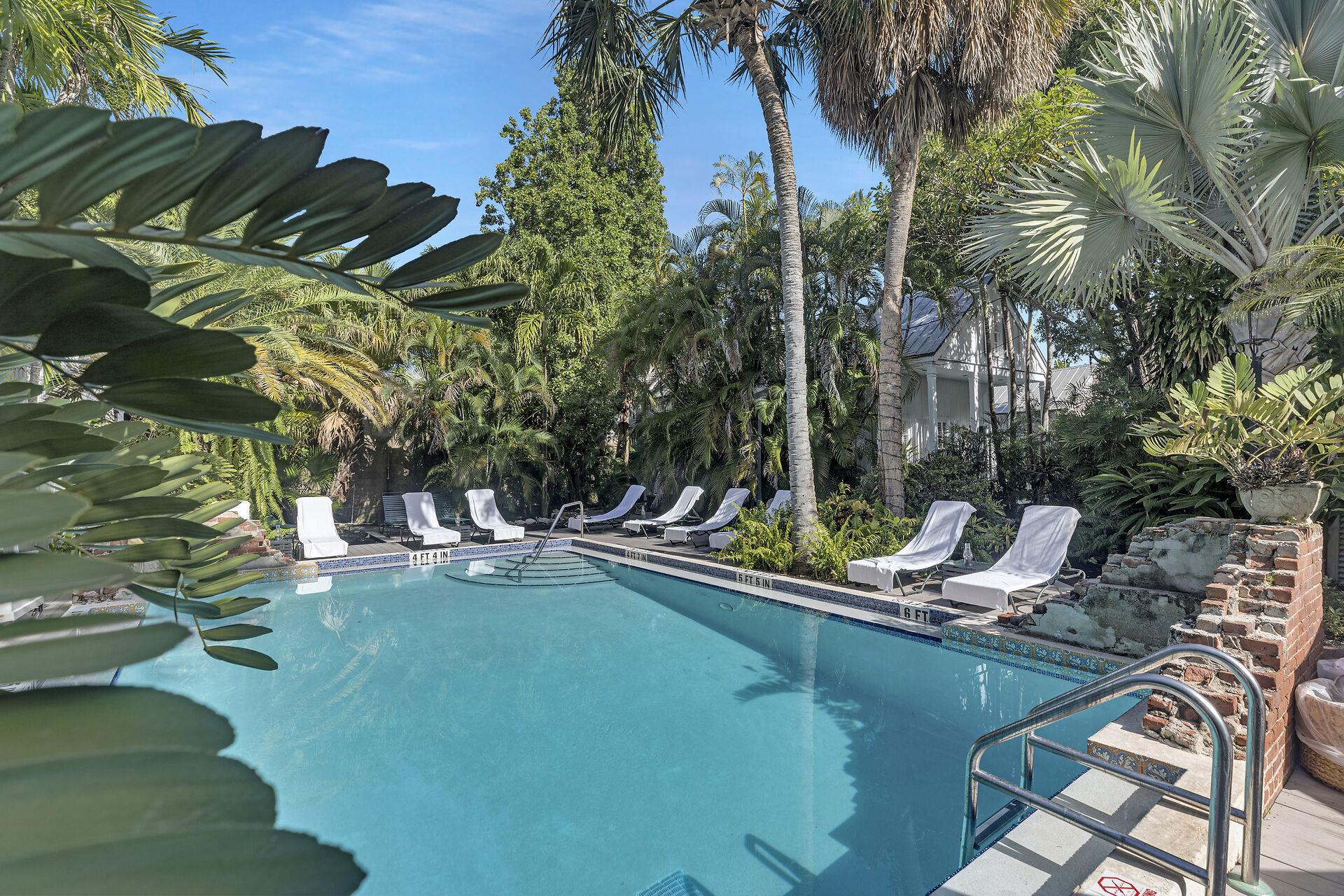 Plenty of loungers at the shared pool