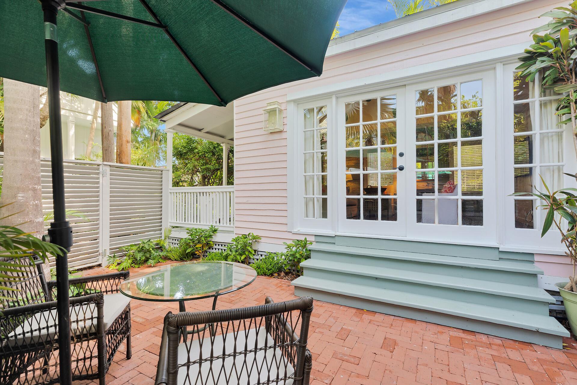 French doors lead to the living area