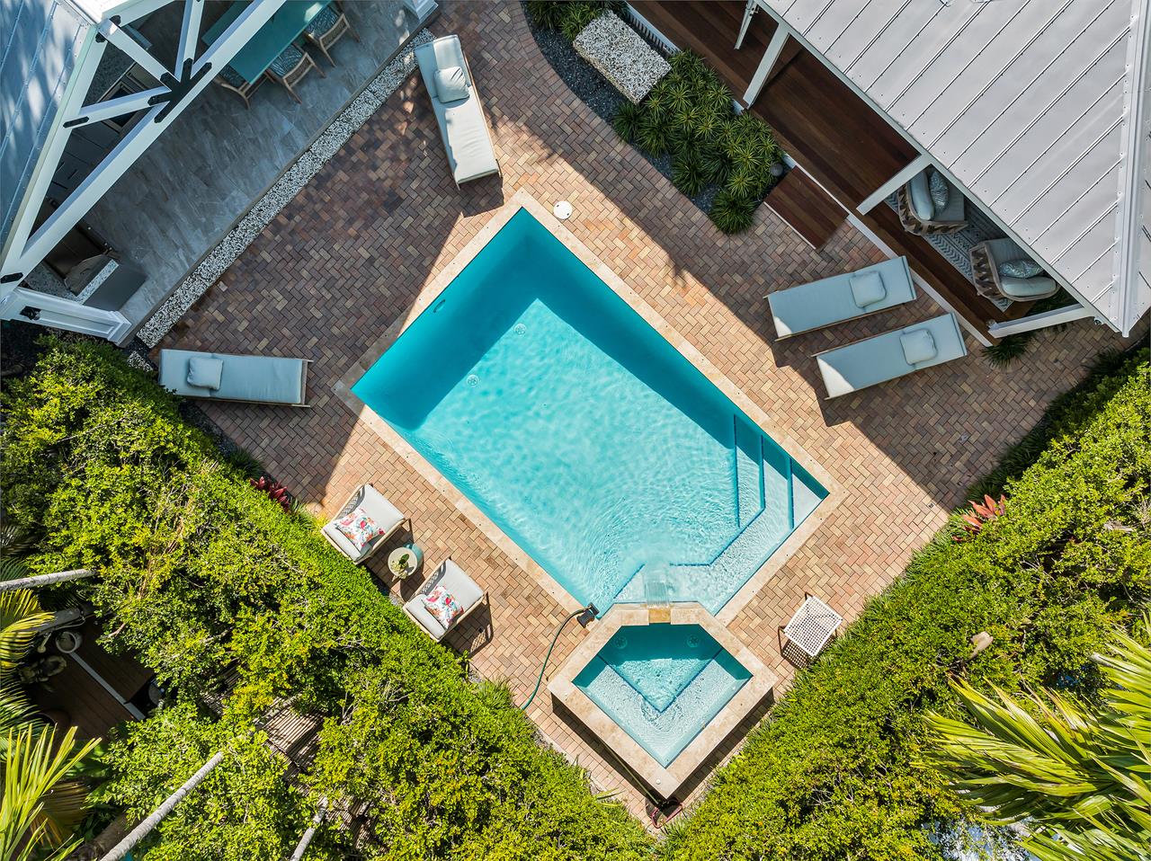 Aerial view of the private pool and jacuzzi