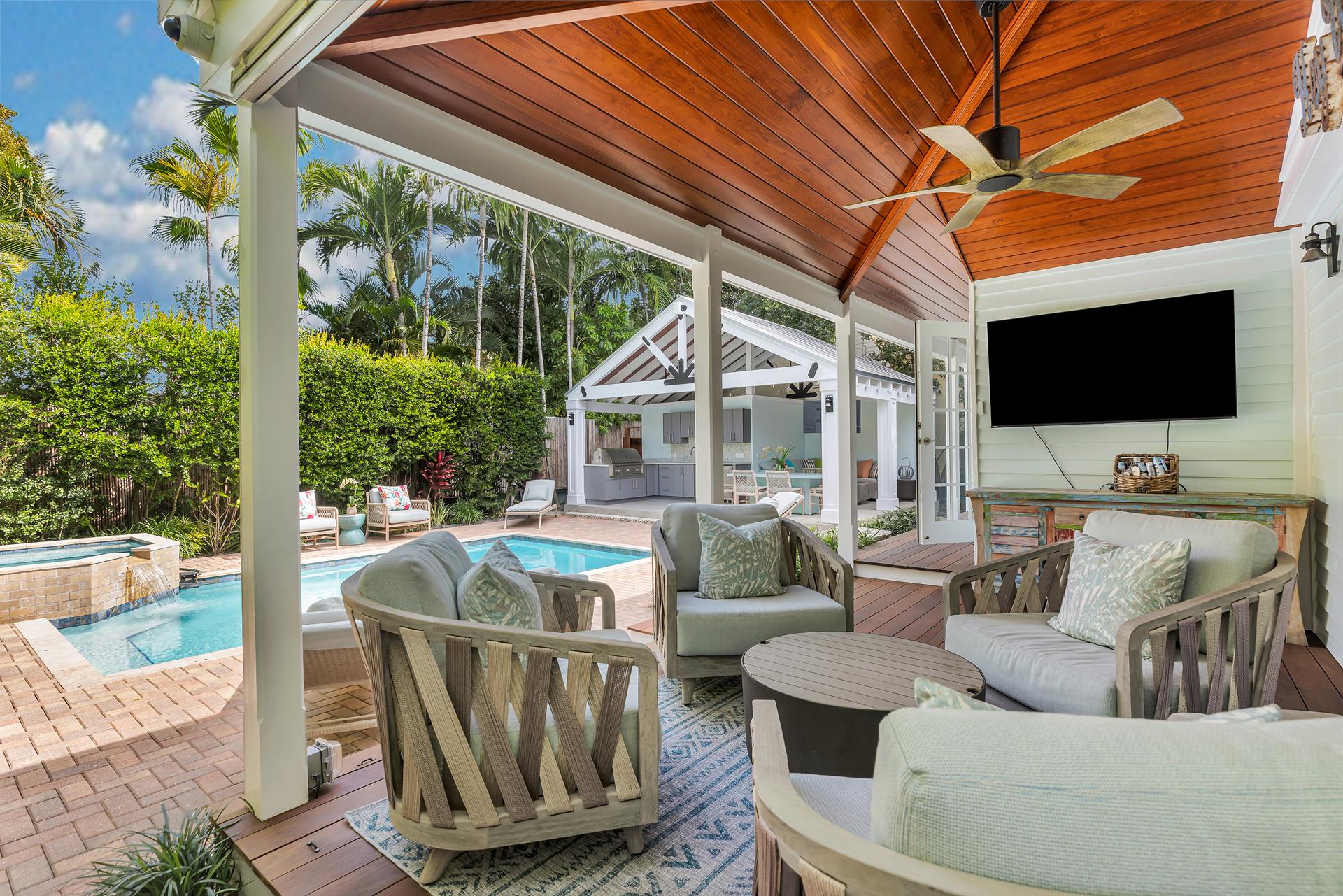 Covered entertaining area for family and guests