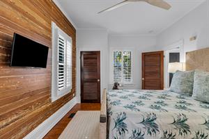 Luxurious linens and a closet for storage