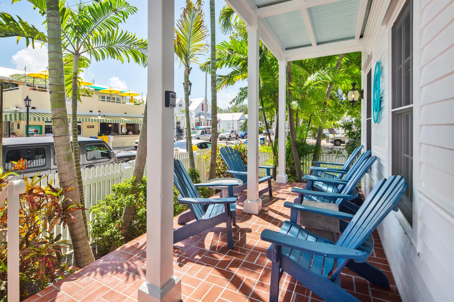 Front porch includes plenty of seating