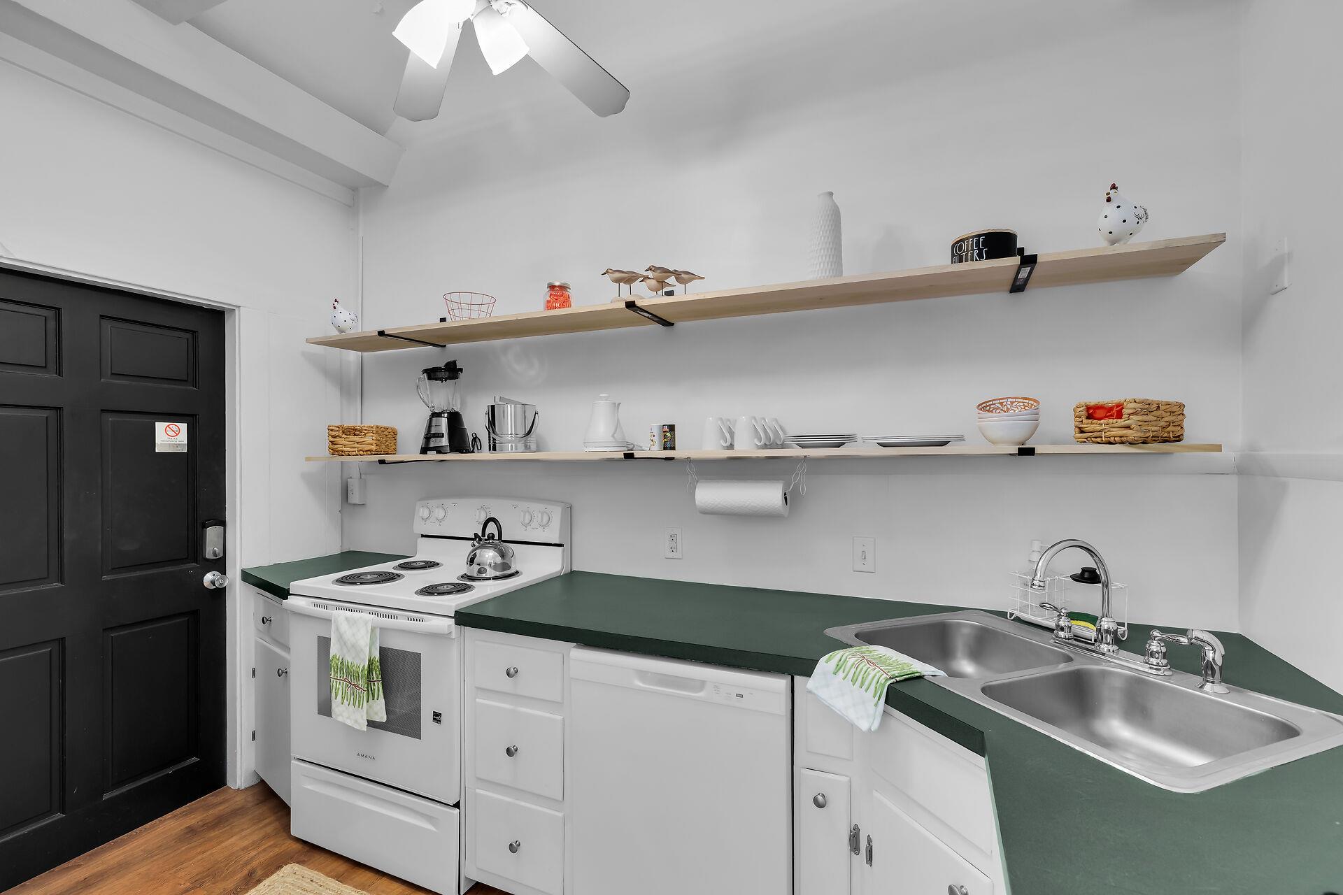 Kitchen has everything you need for meal or snack prep.
