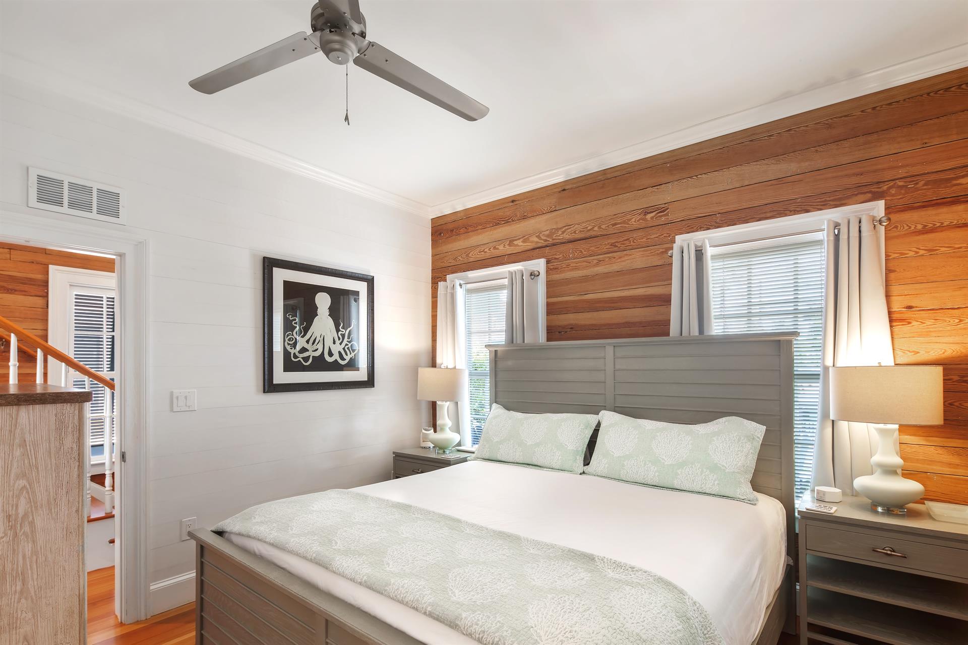 First floor bedroom with comfy King bed