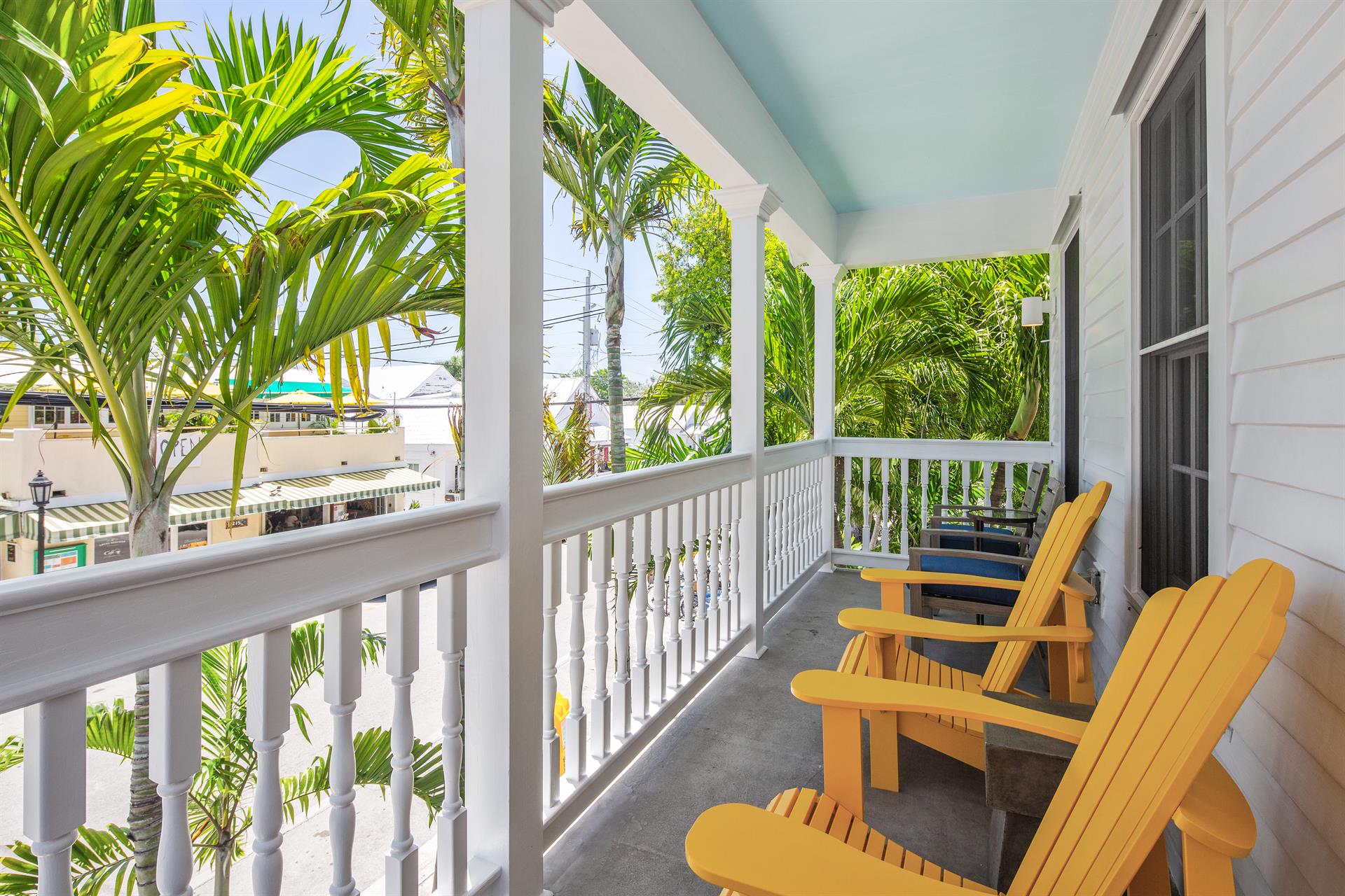 Enjoy views of Duval St from the second floor balcony
