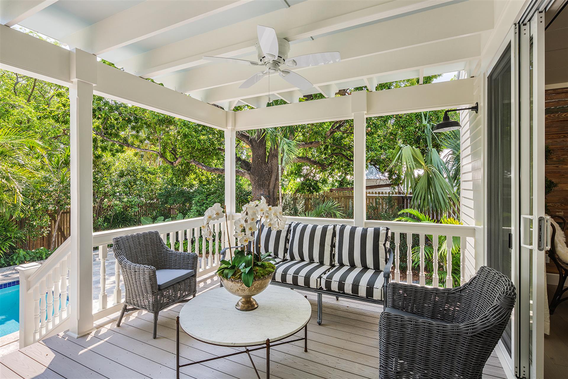 Come and sit in these gorgeous outdoor chairs on private porch