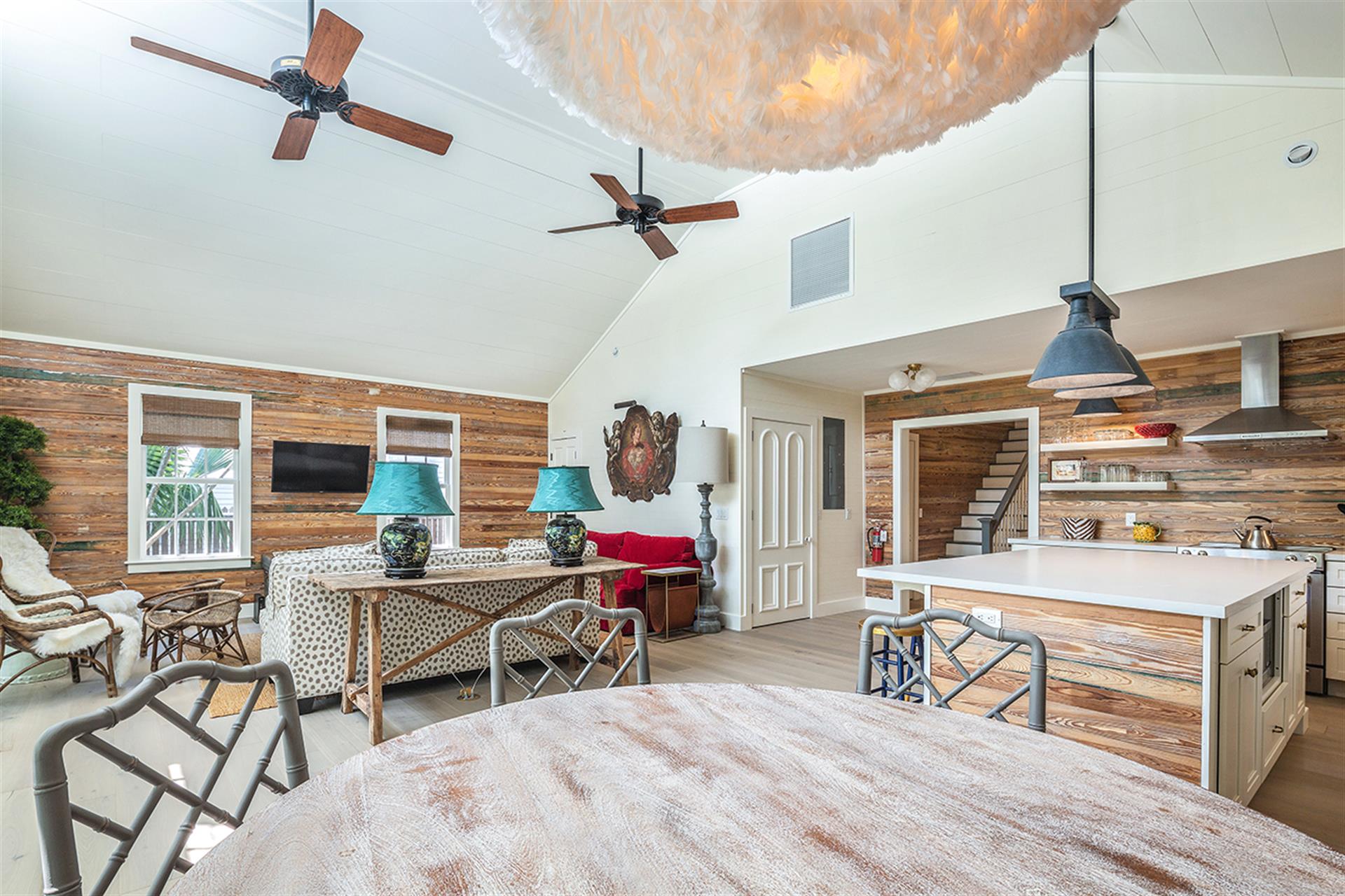 Sit down to dinner  enjoy conversation in this beautiful space.