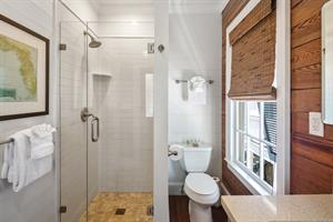 Ensuite bathroom with Dade County pine and walk in shower