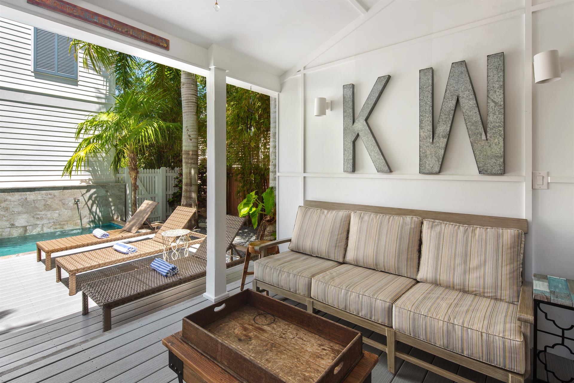 Shaded lanai is the perfect hangout spot