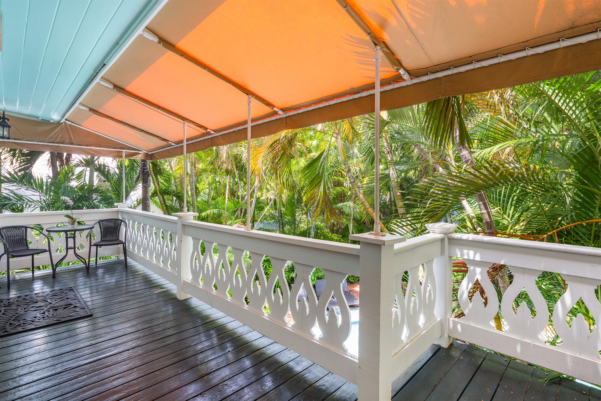 Covered shared balcony to enjoy the Key West breezes