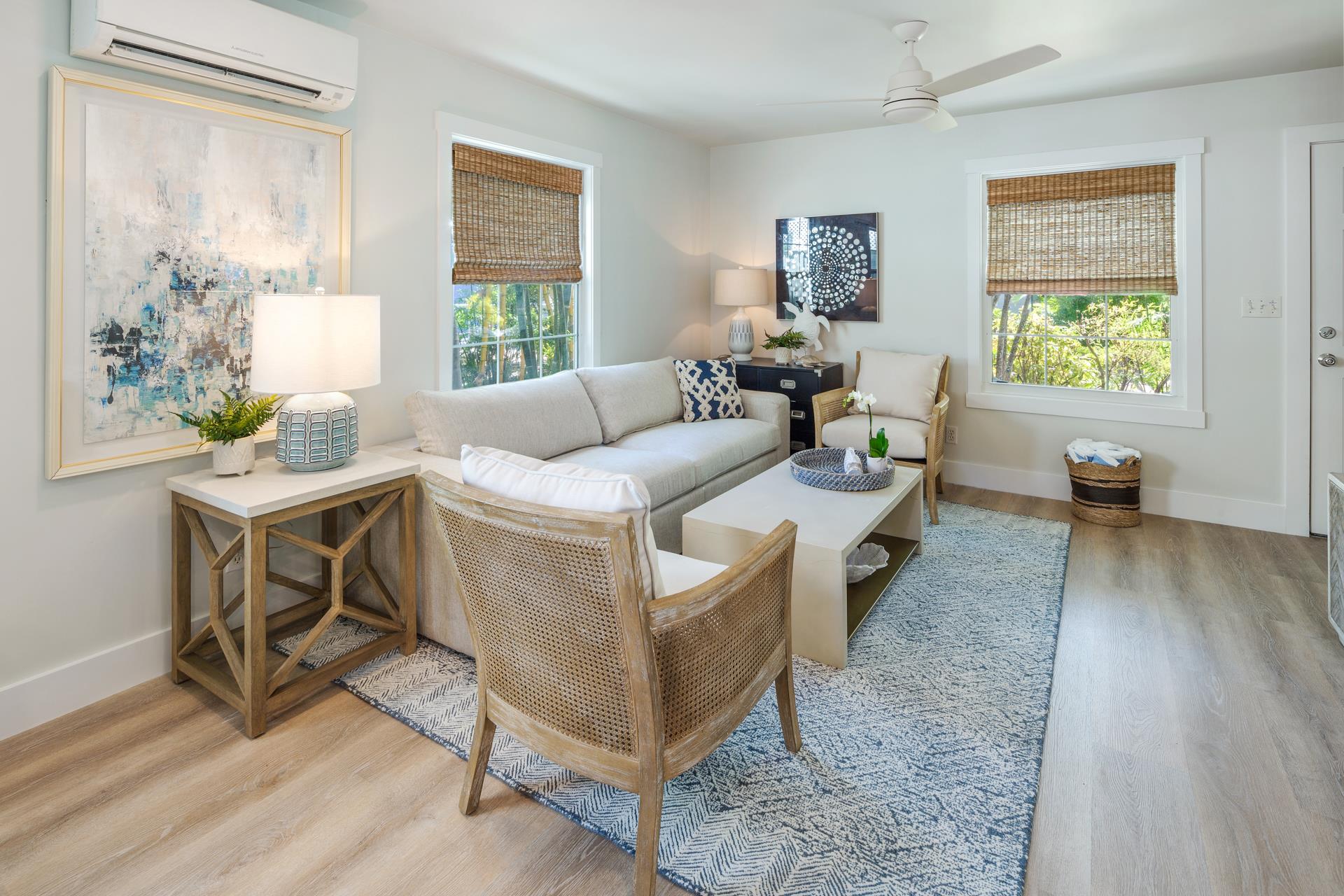 Beautiful living room with sleeper sofa for a guest