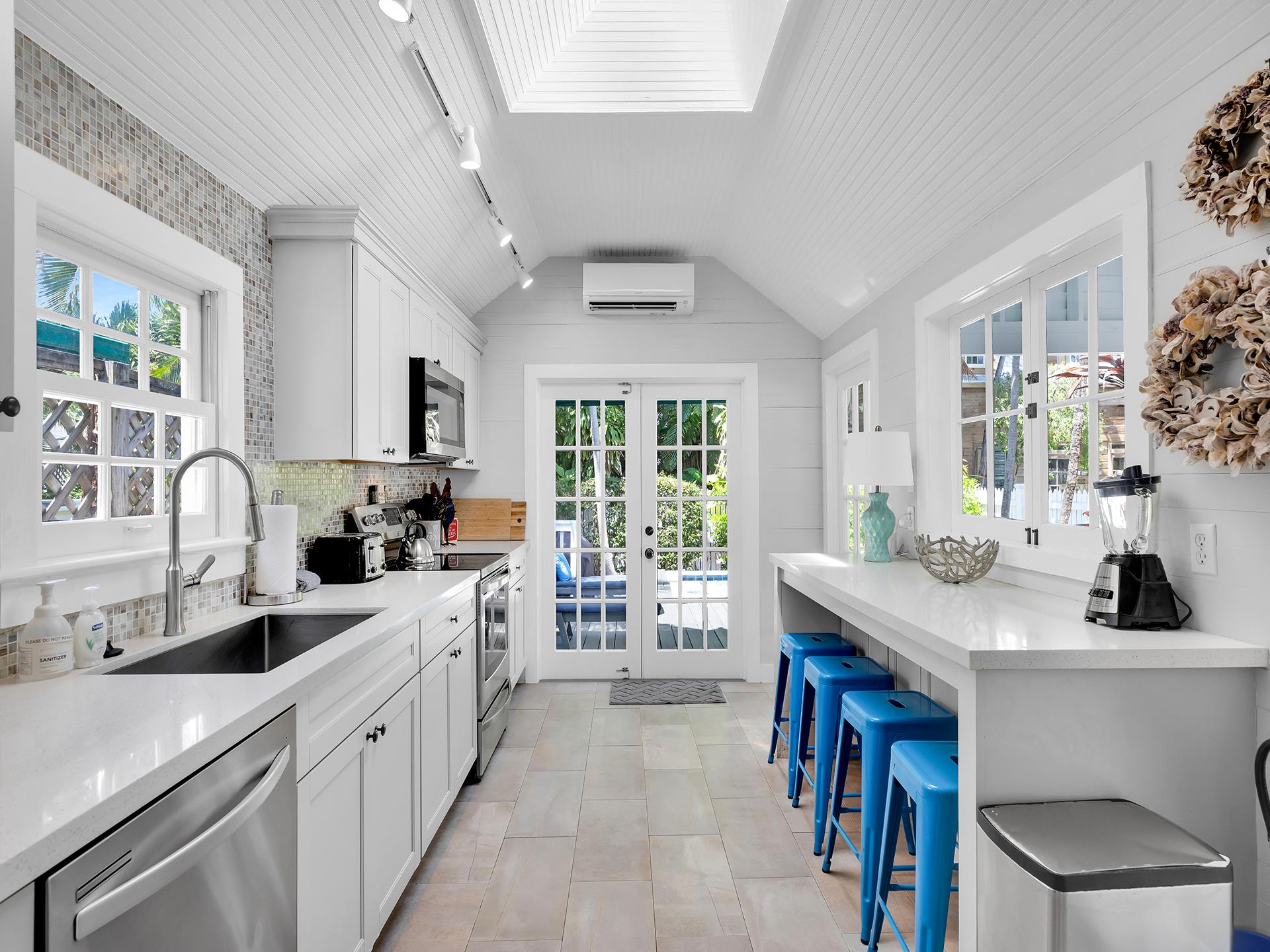 Updated kitchen with counter seating.