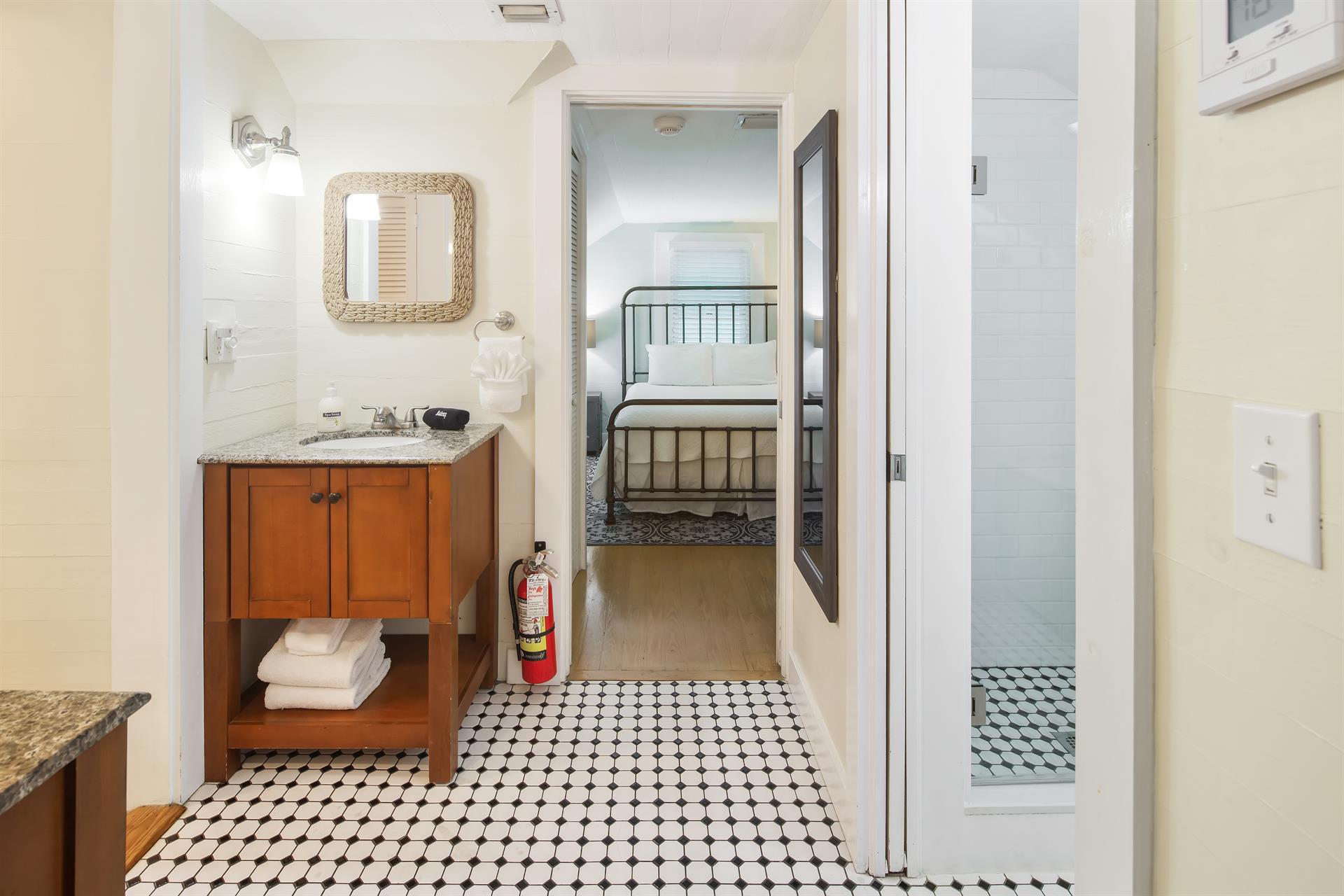 Jack and Jill bathroom with 2 sinks and walkin shower