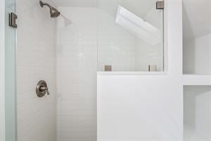 Walk in tiled shower