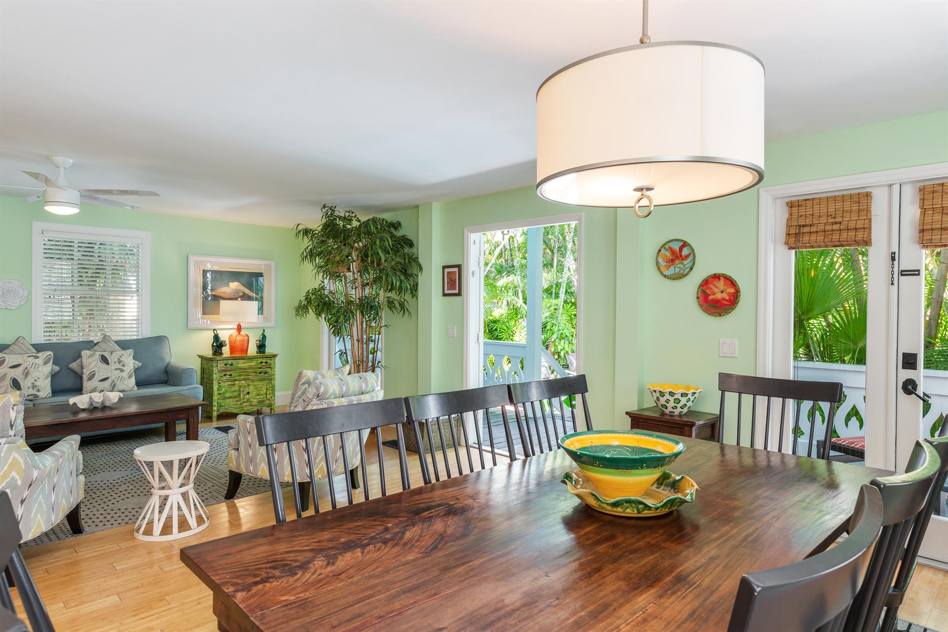 Dining room table with seating for 8.