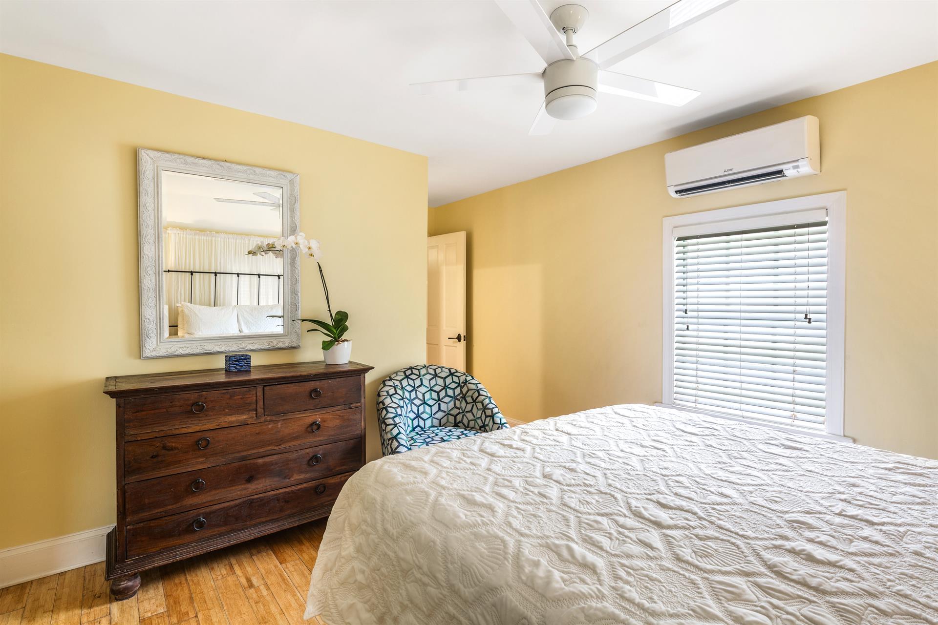 King bed former queen bed shown with plenty of room