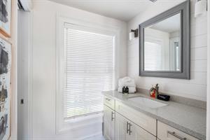 Ensuite has plenty of storage and counter space