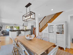 Dining table has seating for 8.