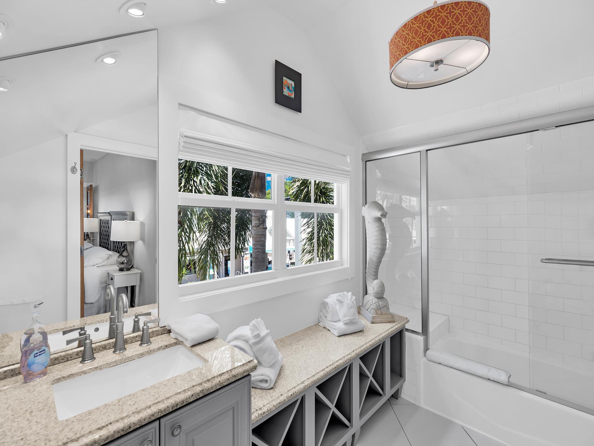 Tubshower combination in the Jack  Jill bath