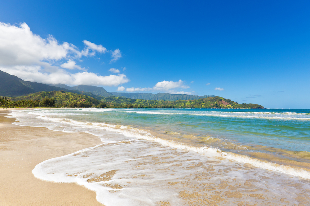Hanlei Bay Beach in kauai