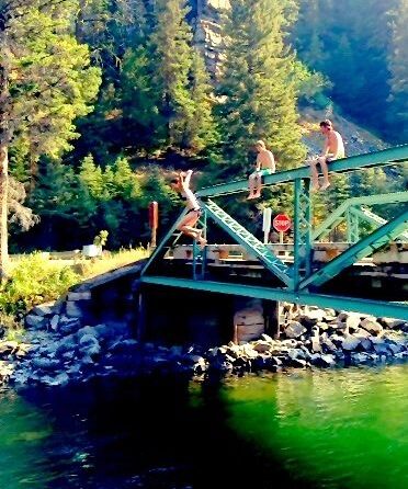jumping the green bridge outside big sky