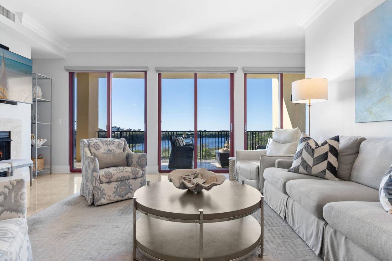 Living Room on 1st Floor with Sleeper Sofa and Private Balcony Access