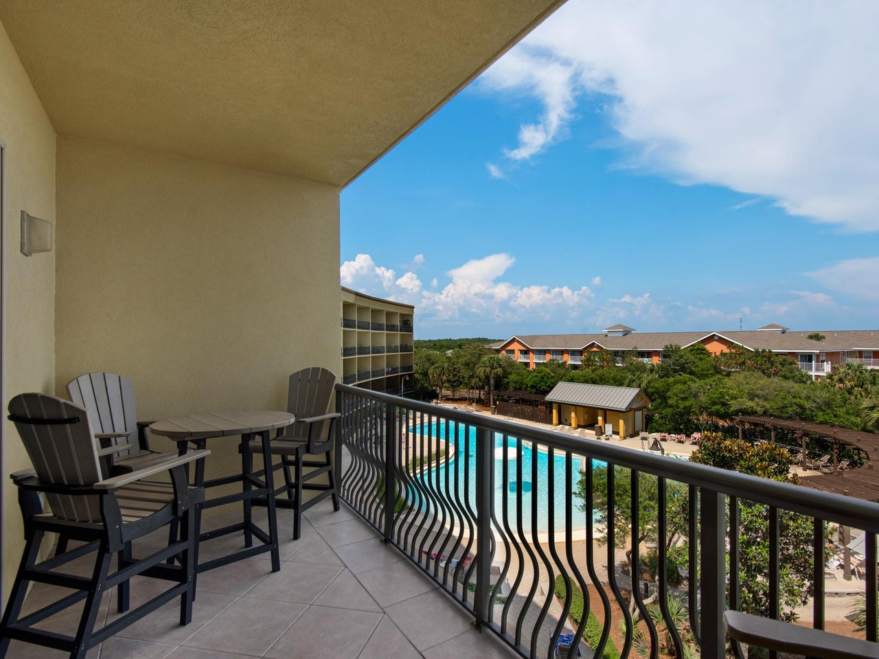 Private balcony with pool and Gulf view