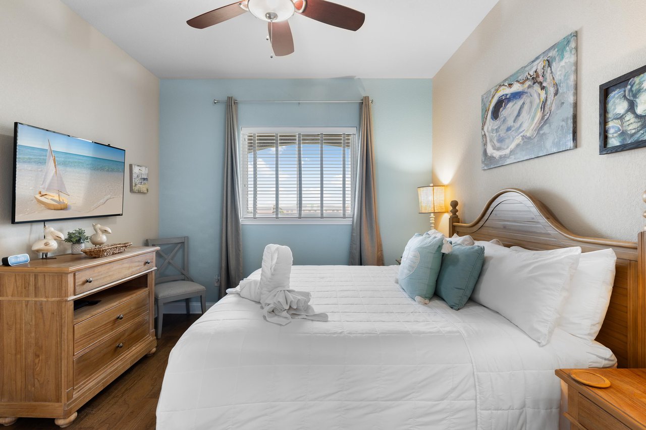 Primary Bedroom with King Bed and Flat Screen TV