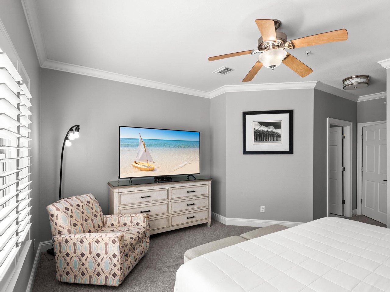 Bedroom 1 with Large Screen TV on 2nd Floor