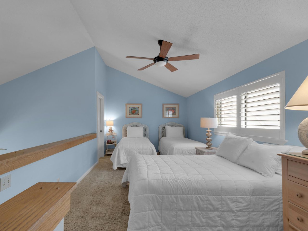 Bedroom 3 With 2 Twin and a Double Bed