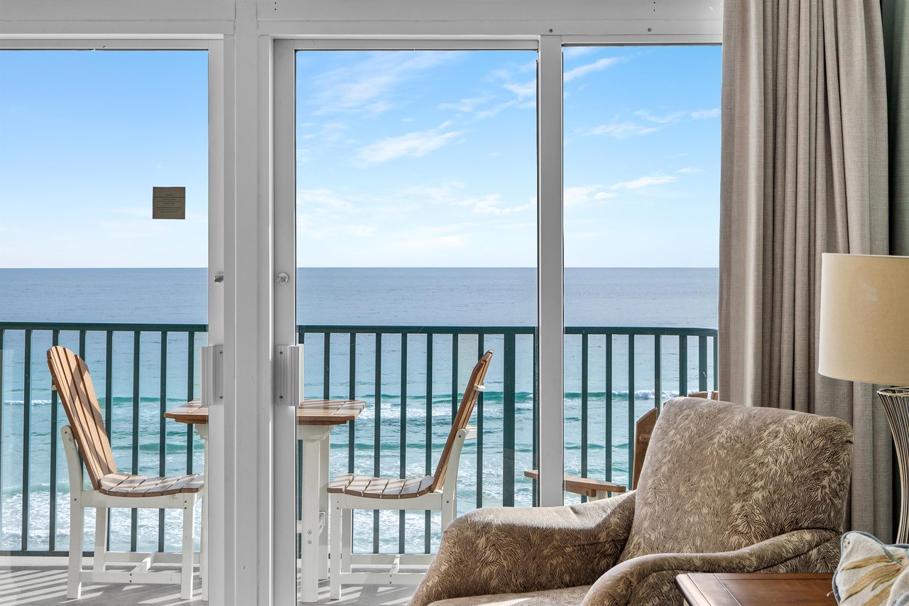 Private Gulf Front Balcony off Living and Primary