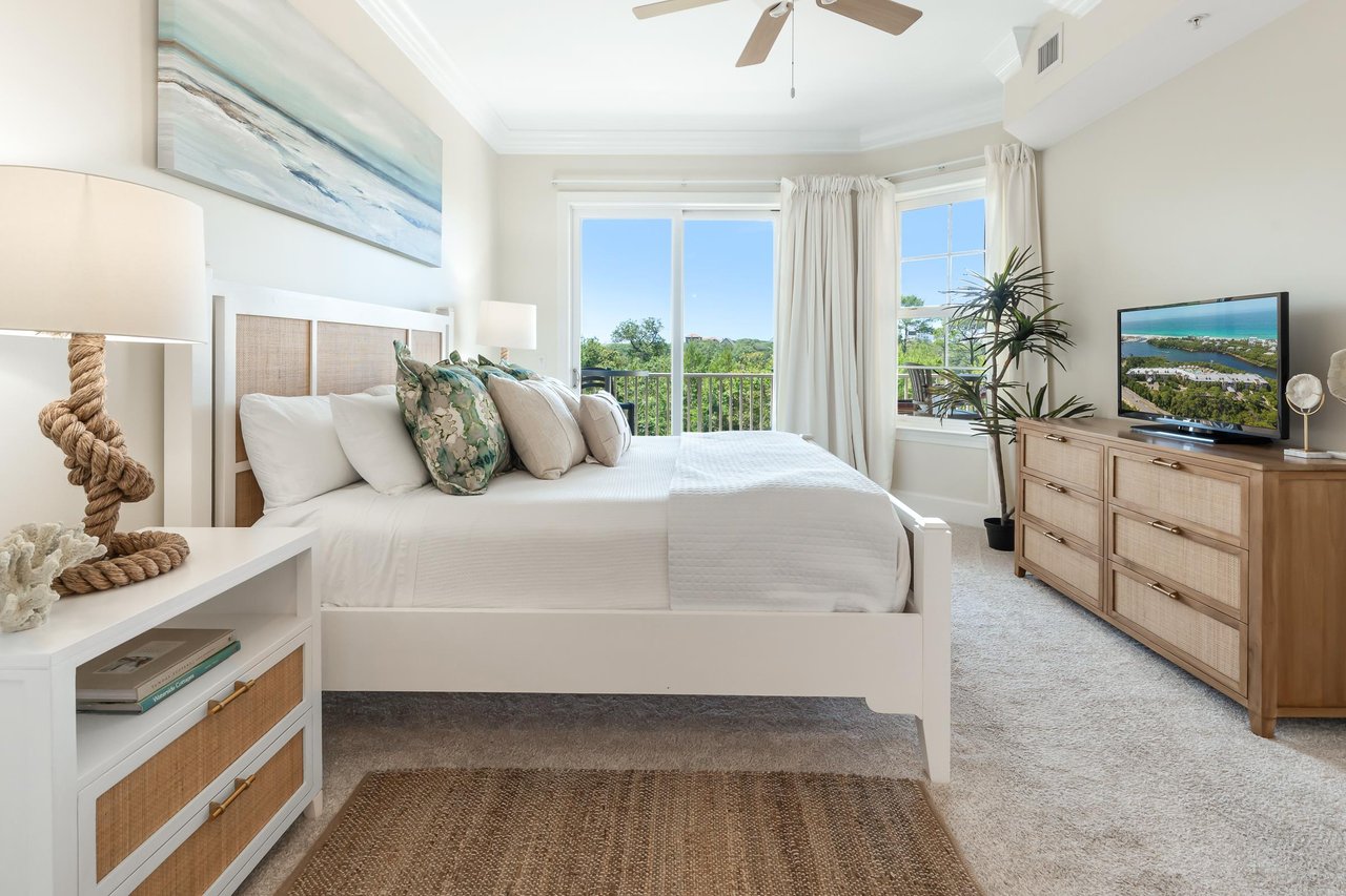 Bedroom 1 with King Bed and access to the balcony