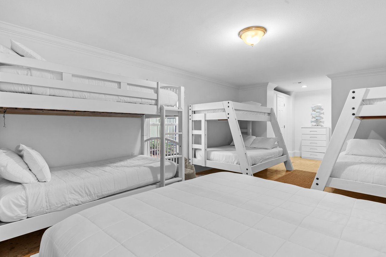 Bedroom 4 on 1st Floor with 2 Twin of Full Bunks, 1 Twin Bunk, 1 Queen