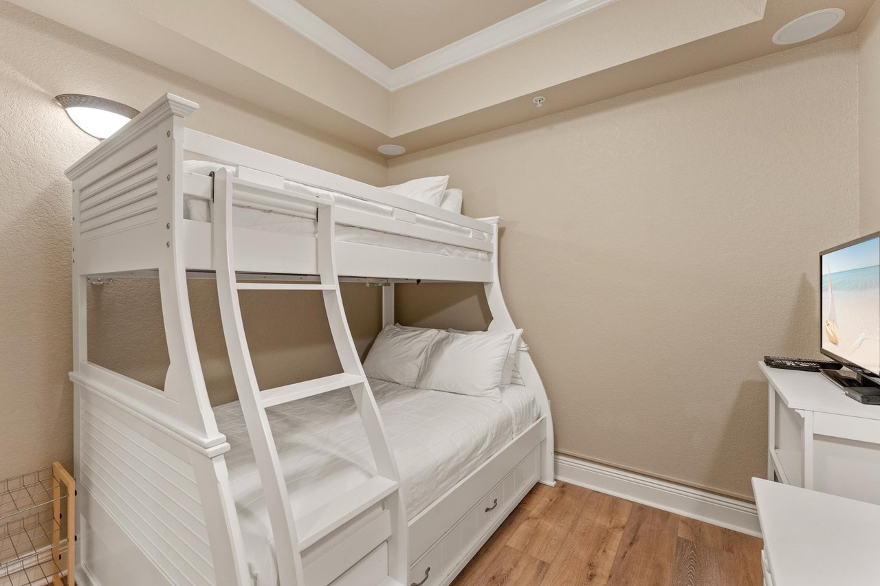 Bedroom 5 with Twin over Full Bunk and Flat Screen TV