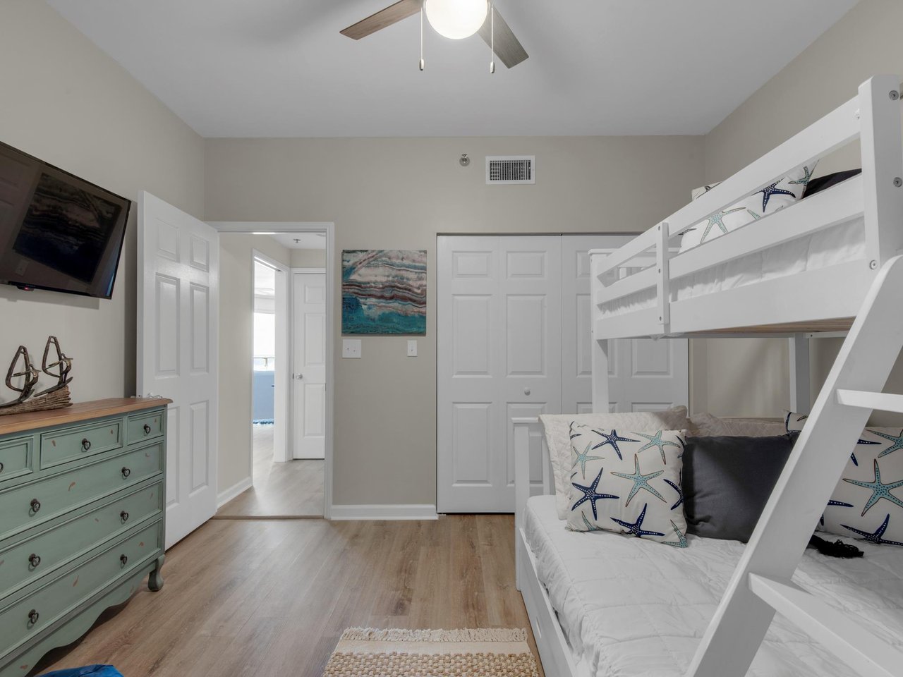 Guest Bedroom 1 with Twin over Full Bunk and Flat Screen TV