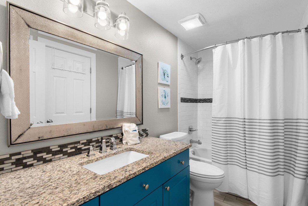 The guest bathroom provides everything you need to start your day feeling refreshed.