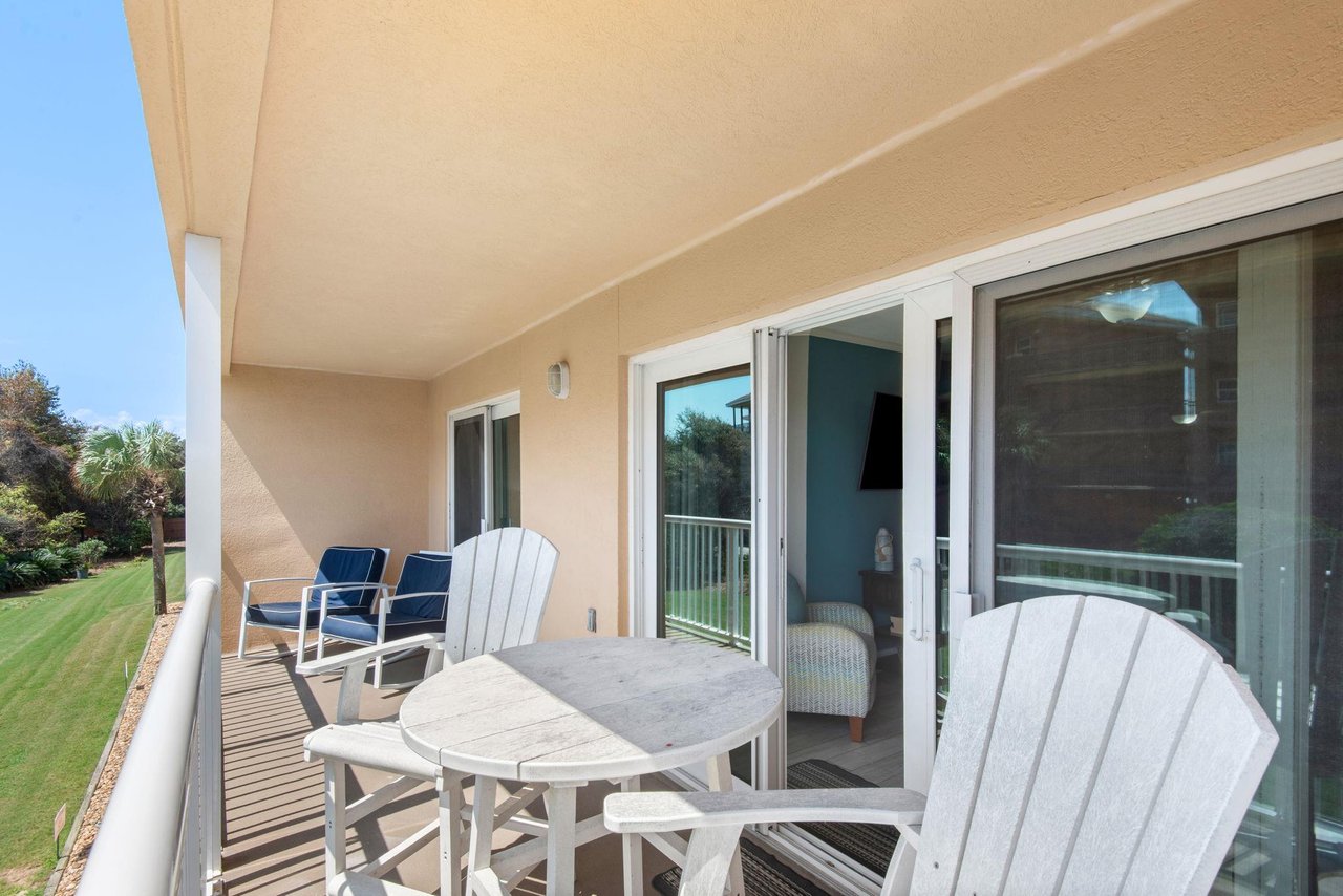 Your private balcony perfect for enjoying morning coffee or evening cocktails. Youll love this peaceful spot overlooking lush green lawns—the perfect place to unwind and recharge.