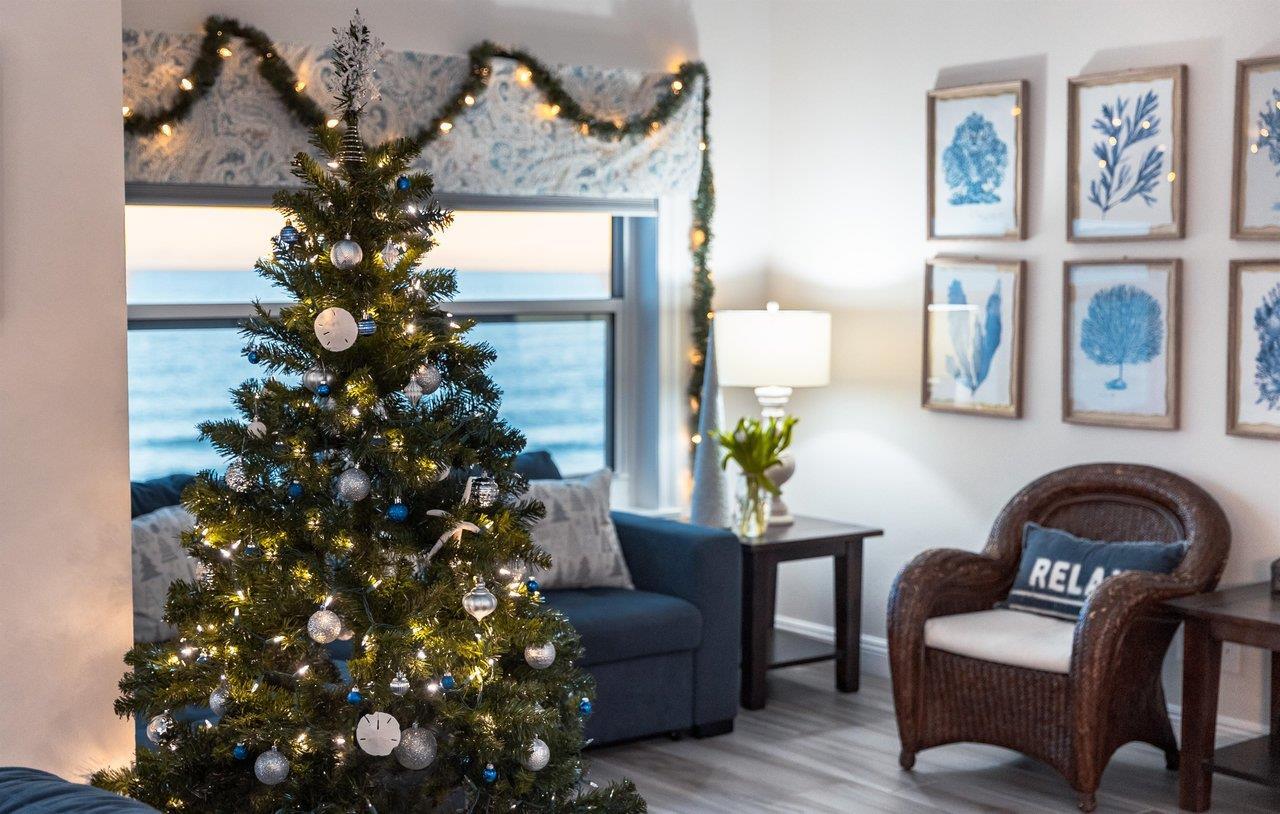 a christmas tree in a living room