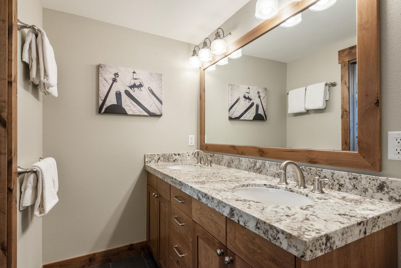 Granite countertop in the main bathroom